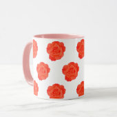 Orangefarbene Rose Blütenrosa Kunsthandwerk Tasse (Vorderseite Links)