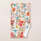 Orangefarbene Rose Blütensommer Badhandtuch Set (Handtuch)