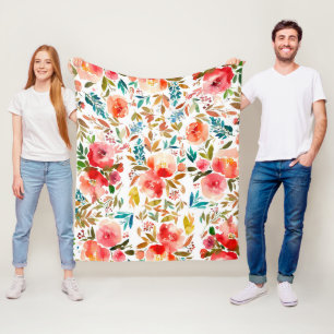 Orangefarbene Rose Blütensommer Fleecedecke