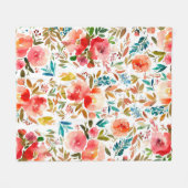Orangefarbene Rose Blütensommer Fleecedecke (Vorderseite (Horizontal))