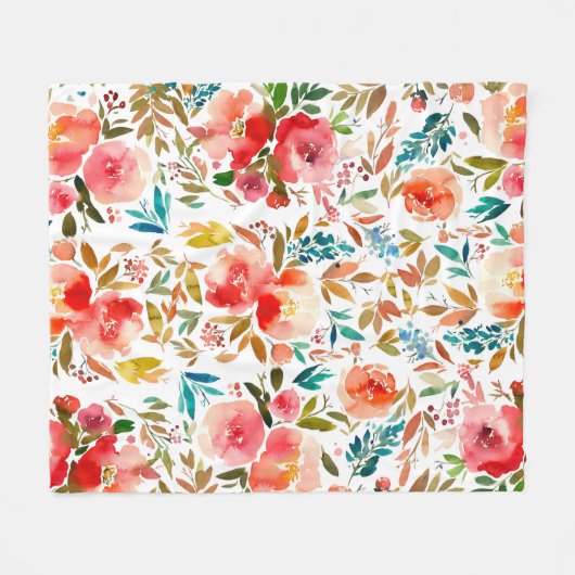 Orangefarbene Rose Blütensommer Fleecedecke (Vorderseite (Horizontal))