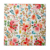 Orangefarbene Rose Blütensommer Fliese (Vorderseite)