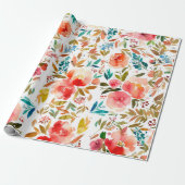 Orangefarbene Rose Blütensommer Geschenkpapier (Ungerollt)