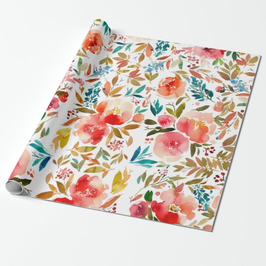 Orangefarbene Rose Blütensommer Geschenkpapier (Ungerollt)