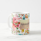 Orangefarbene Rose Blütensommer Kaffeetasse (Vorderseite Links)