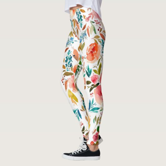 Orangefarbene Rose Blütensommer Leggings (Links)