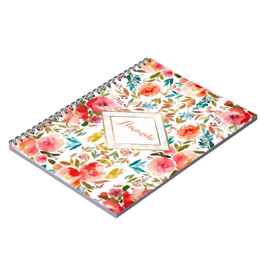 Orangefarbene Rose Blütensommer Notizblock (Linke Seite)