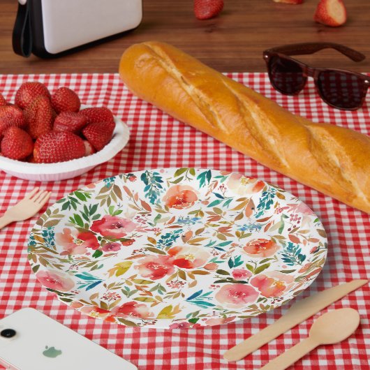 Orangefarbene Rose Blütensommer Pappteller (Picknick)