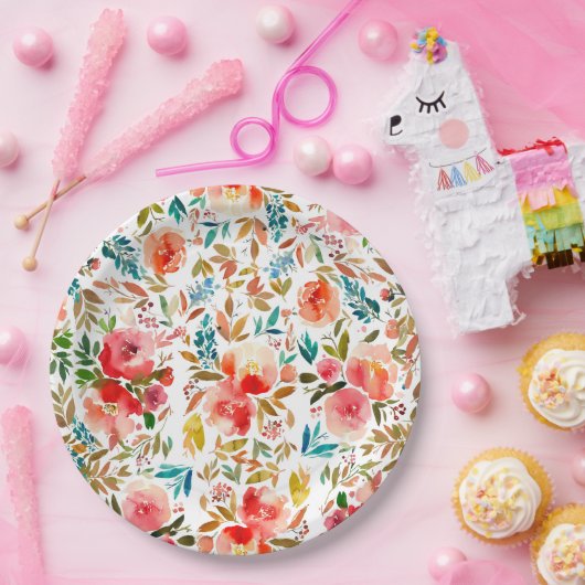 Orangefarbene Rose Blütensommer Pappteller (Party)