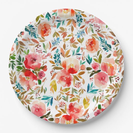 Orangefarbene Rose Blütensommer Pappteller (Vorderseite)