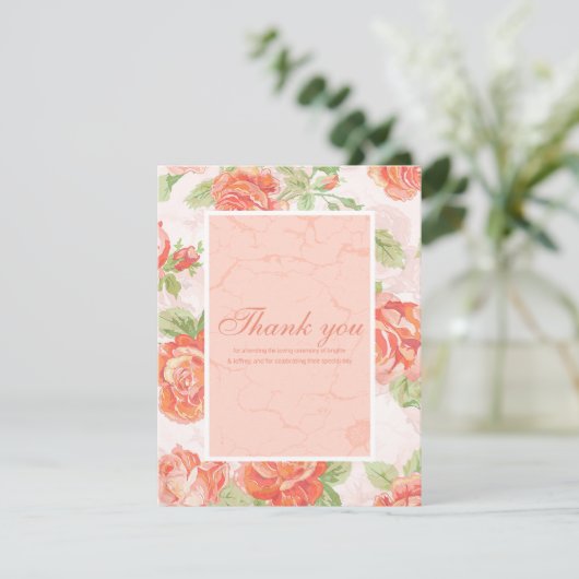 Orangefarbene Rose Dankeskarte (Stehend Vorderseite)