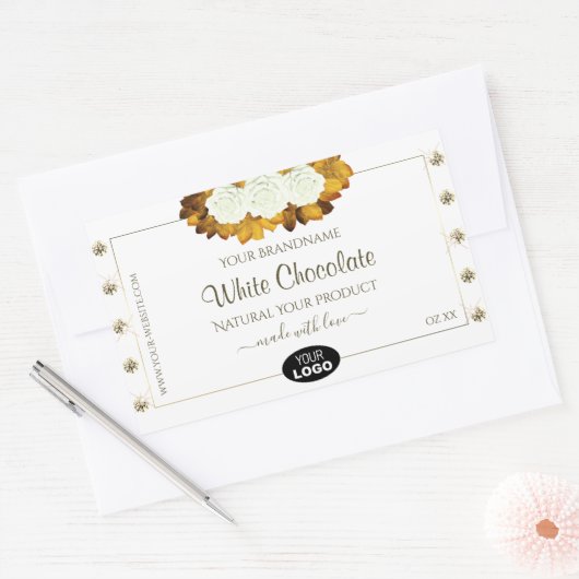 Orangefarbene Rose des White Product Label Blätter Rechteckiger Aufkleber (Umschlag)