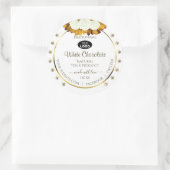 Orangefarbene Rose des White Product Label Blätter Runder Aufkleber (Tasche)