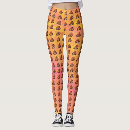 Orangefarbene Rose Frauen Leggings (Vorderseite)