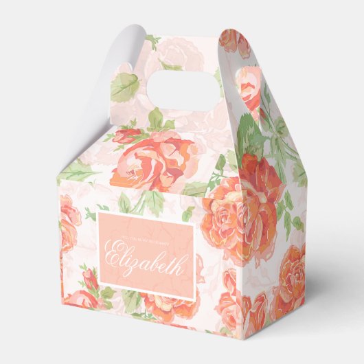 Orangefarbene Rose Geschenkschachtel (Vorderseite)