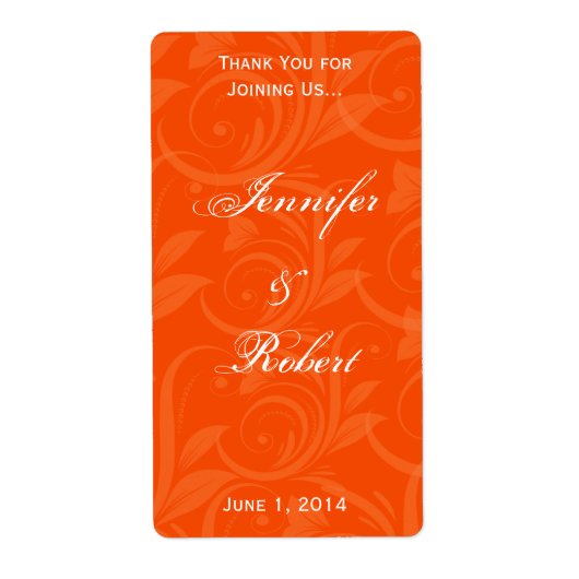 Orangefarbene Rose Grafisches Weinetikett (Vorne)