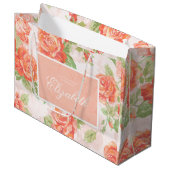 Orangefarbene Rose Große Geschenktüte (Vorderseite Schrägansicht)