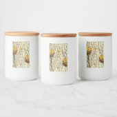 Orangefarbene Rose, hellbraune Holzkörner Lebensmitteletikett (Flaschen)