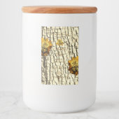 Orangefarbene Rose, hellbraune Holzkörner Lebensmitteletikett (Vorderseite)