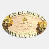 Orangefarbene Rose, hellbraune Holzkörner Ovaler Aufkleber (Vorderseite)