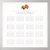 Orangefarbene Rose Hochzeit 16 Tafelsitzkarten Poster (Vorne)
