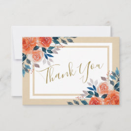 Orangefarbene Rose Hochzeit Dankeschön-Karte Einladung