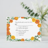 Orangefarbene Rose Hochzeit florale Moderne Einladung (Stehend Vorderseite)