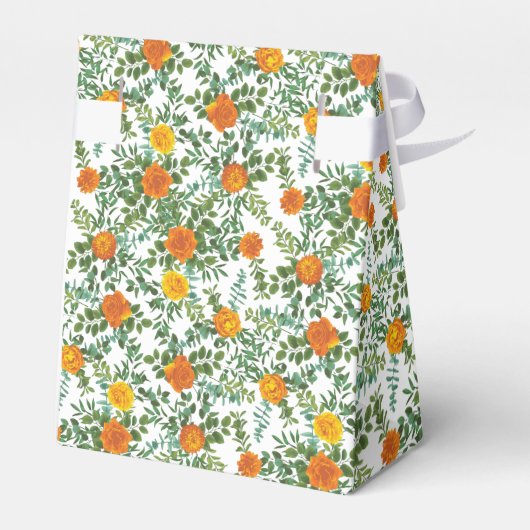 Orangefarbene Rose Hochzeit florale Moderne Geschenkschachtel (Rückseite)