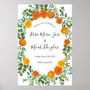 Orangefarbene Rose Hochzeit florale Moderne Poster