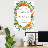 Orangefarbene Rose Hochzeit florale Moderne Poster (Heimbüro)