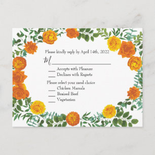 Orangefarbene Rose Hochzeit florale Moderne Postkarte