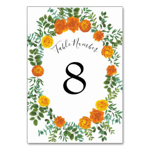 Orangefarbene Rose Hochzeit florale Moderne Tischnummer