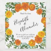 Orangefarbene Rose Hochzeit florale Moderne Weinetikett (Einzelnes Label)