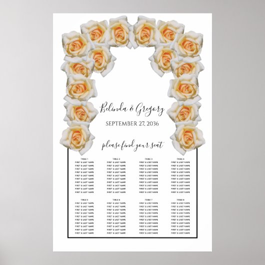 Orangefarbene Rose Hochzeitstabelle Poster (Vorne)