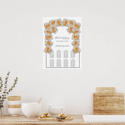 Orangefarbene Rose Hochzeitstabelle Poster (Küche)