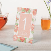 Orangefarbene Rose Hochzeitszeichen Tischnummer Sockelschild (In SItu)