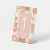 Orangefarbene Rose Hochzeitszeichen Tischnummer Sockelschild (Vorderseite)