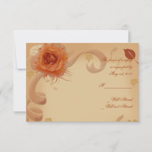 Orangefarbene Rose im Fall-Response-Karte RSVP Karte (Vorderseite)
