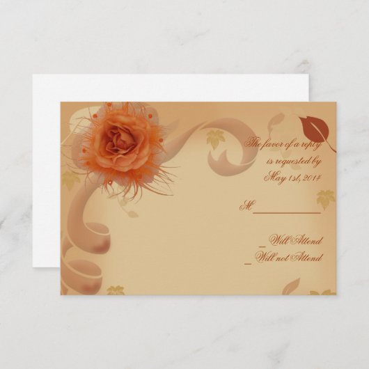 Orangefarbene Rose im Fall-Response-Karte RSVP Karte (Vorne/Hinten)