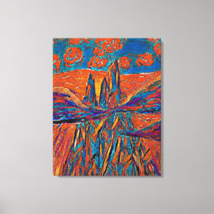 Orangefarbene Rose im Himmel über Bergen und Wolke Leinwanddruck