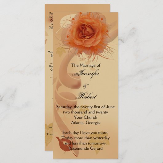 Orangefarbene Rose im Hochzeit im Herbst-Programm Programm (Vorne/Hinten)