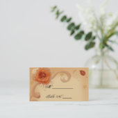 Orangefarbene Rose in den Platzkarten der Hochzeit (Stehend Vorderseite)