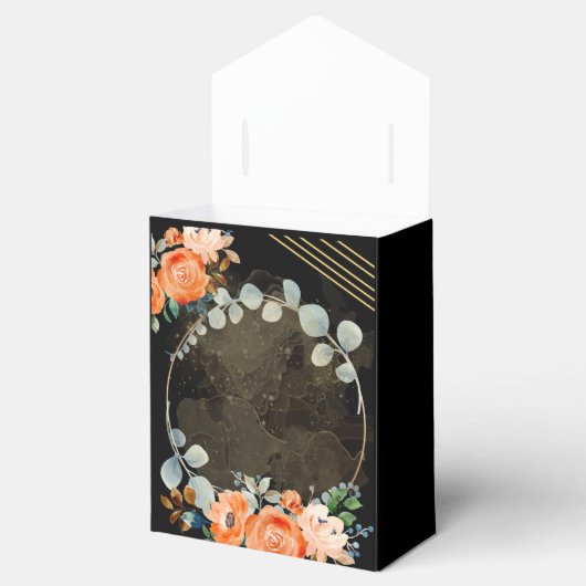 Orangefarbene Rose in der "Black Gastgeschenk Hoch Geschenkschachtel (Geöffnet)