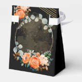 Orangefarbene Rose in der "Black Gastgeschenk Hoch Geschenkschachtel (Rückseite)