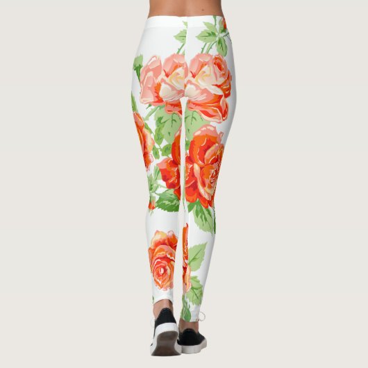 Orangefarbene Rose Leggings (Rückseite)