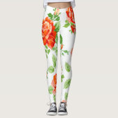 Orangefarbene Rose Leggings (Vorderseite)