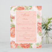 Orangefarbene Rose Menükarte (Stehend Vorderseite)