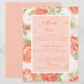 Orangefarbene Rose Menükarte (Vorne/Hinten)