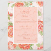 Orangefarbene Rose Menükarte (Vorderseite)