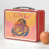 Orangefarbene Rose Metall Brotdose (Beispiel)